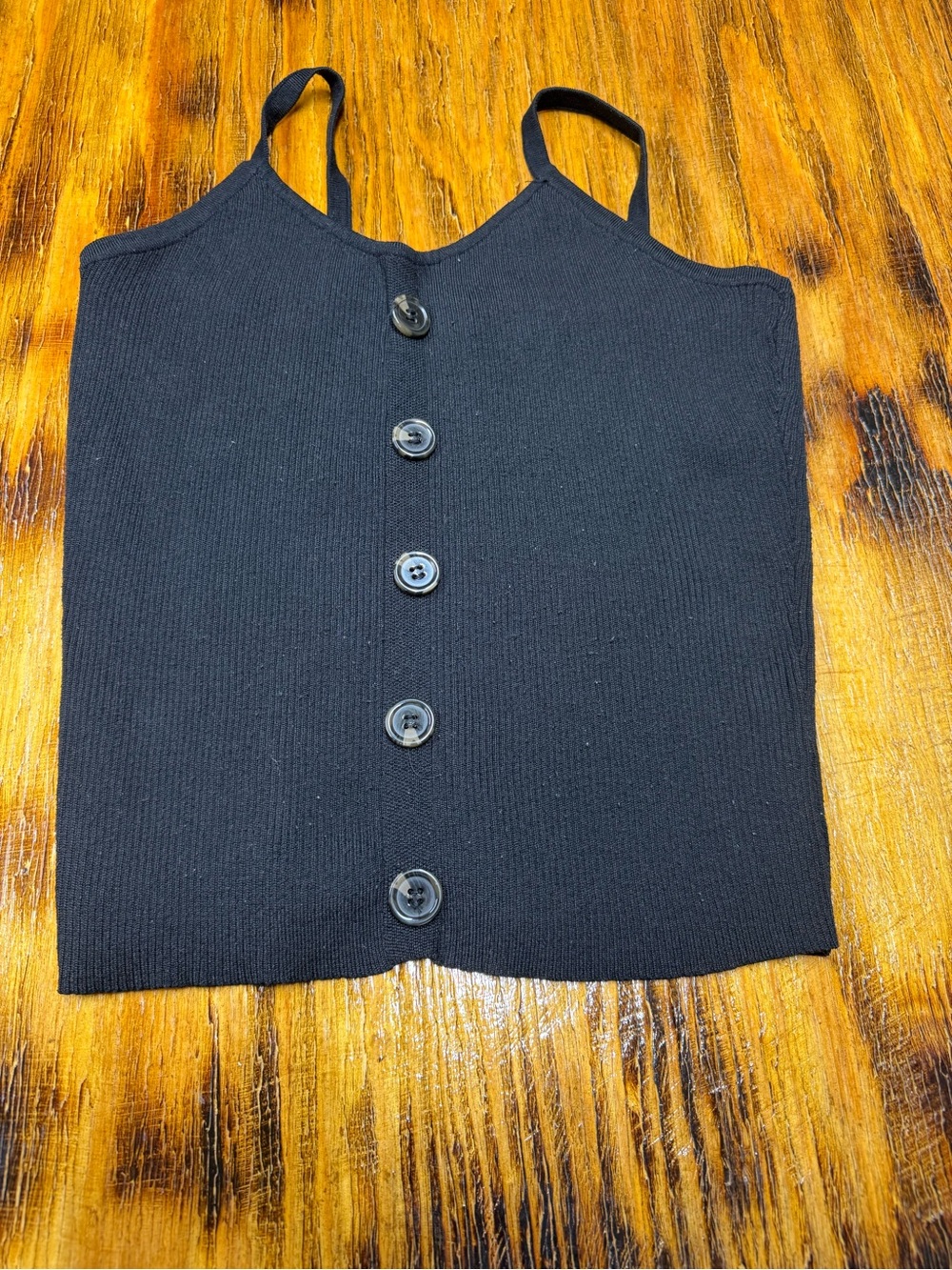 Black Knit Button-Front Tank Top for Women
